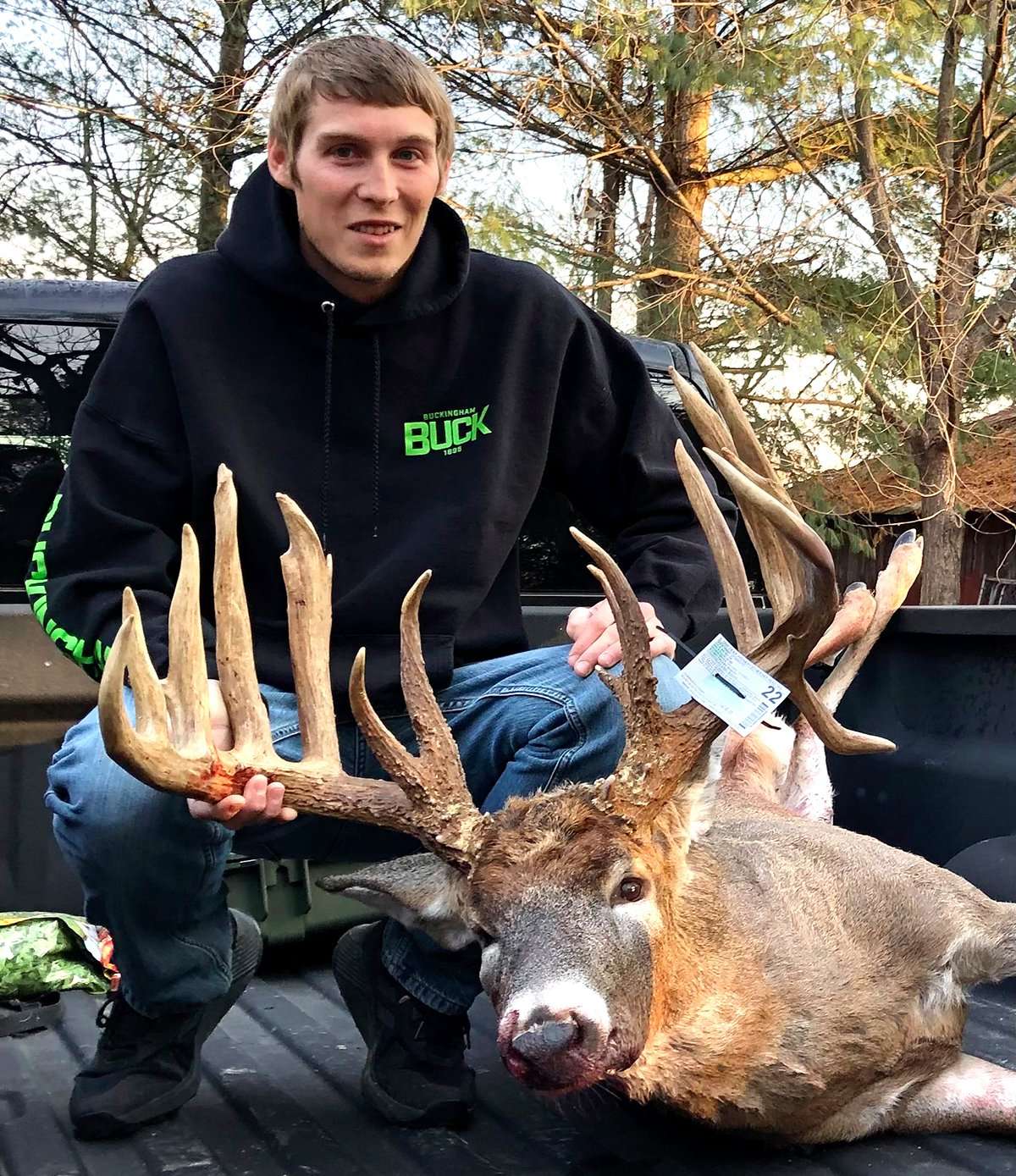 While Mcallister had multiple trail camera photos for two years, this was the first time he had seen the buck in person.