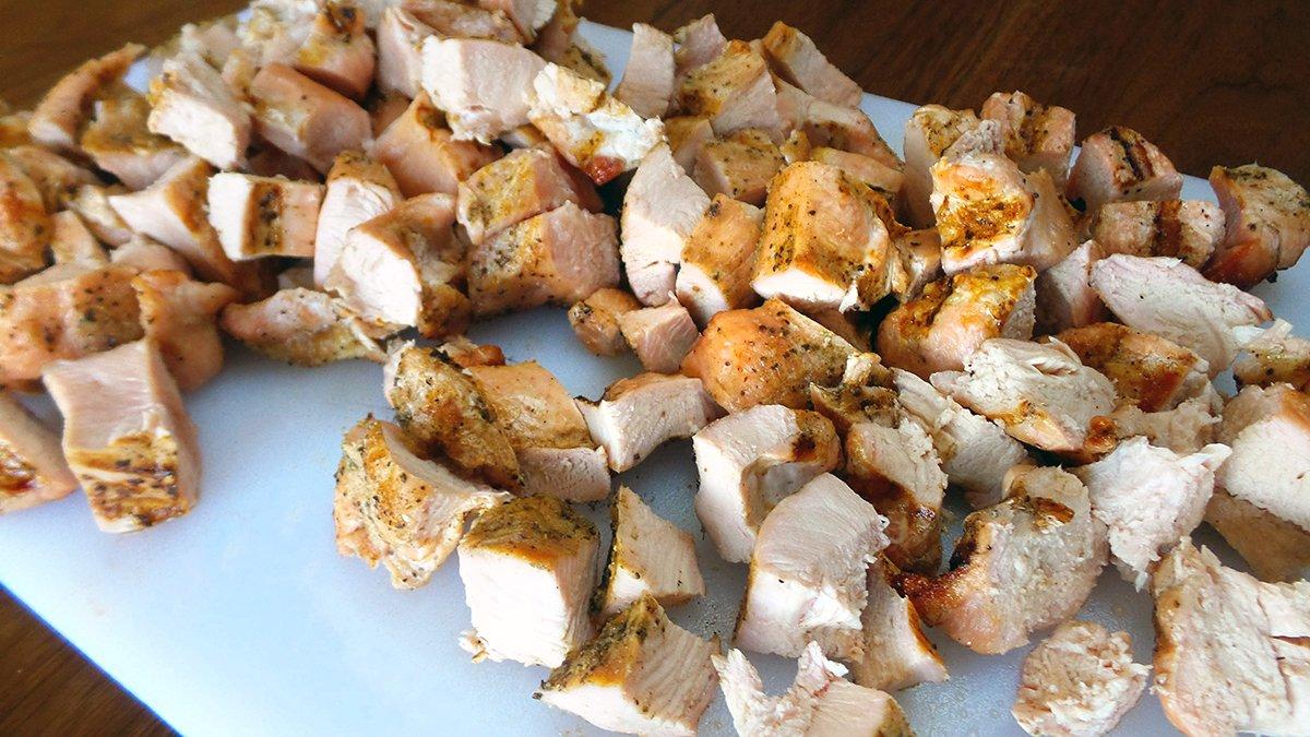 Grill the wild turkey for extra flavor then cube it before adding to the casserole.