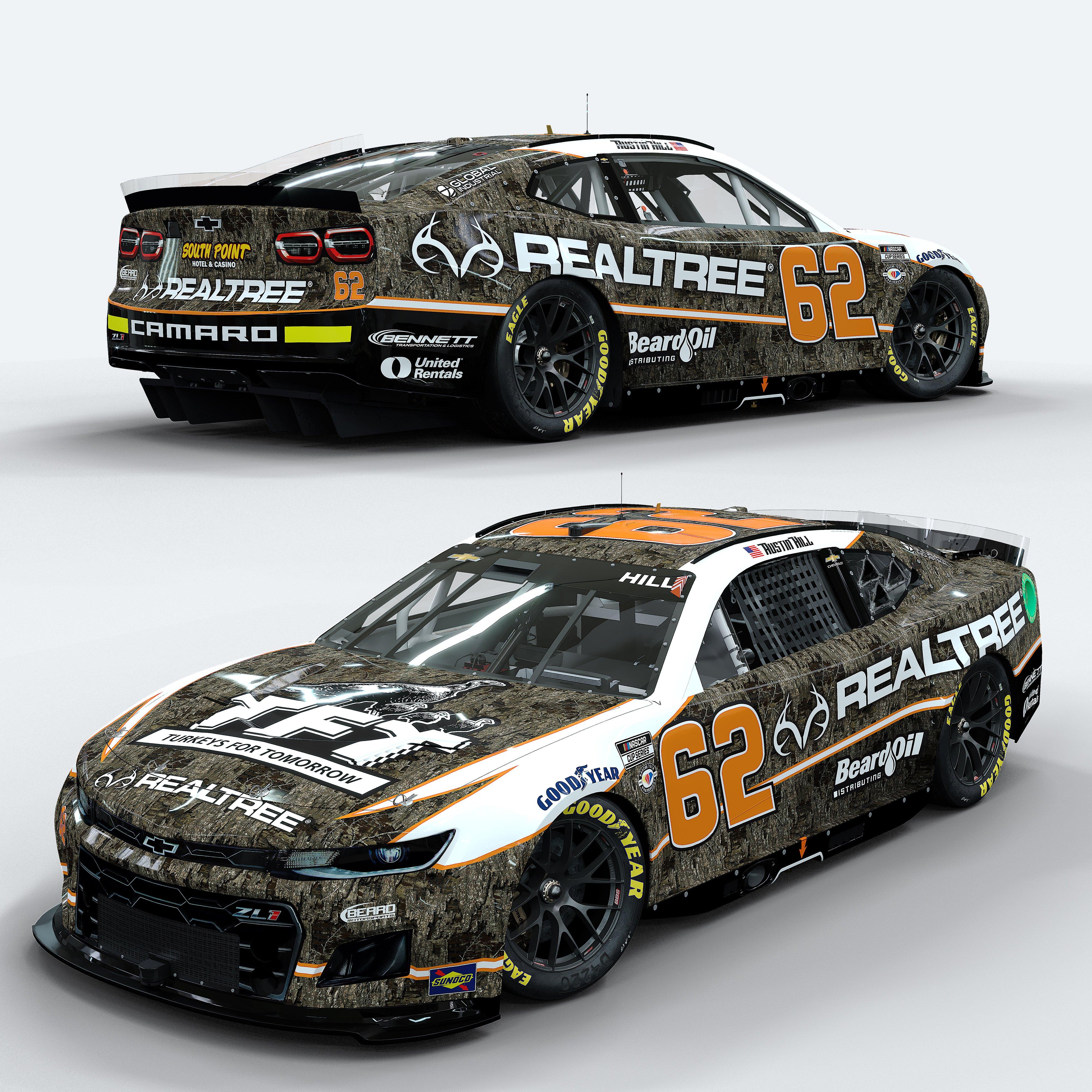 Austin Hill will drive the Chevy Camaro decked out in Realtree Timber. 
