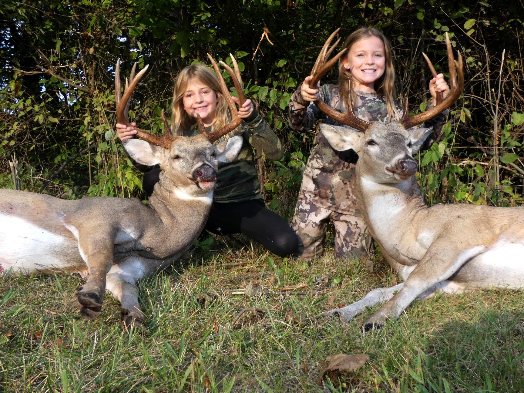 9-Year-Old Twin Girls Bag Two Trophy Whitetails - Realtree Camo