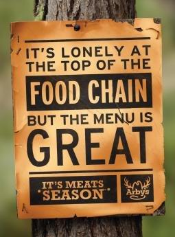 The new ads express the idea that hunters are at the top of the food chain.