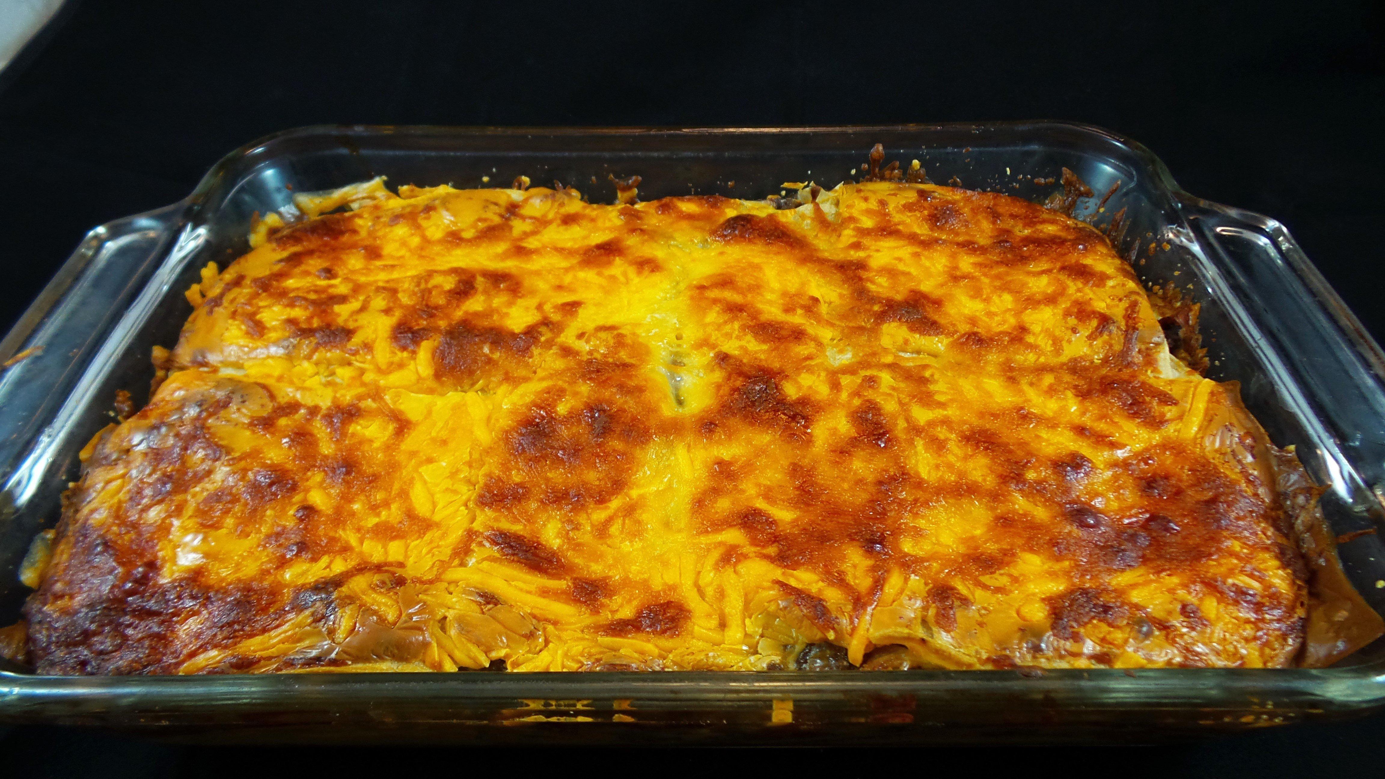 Bake until the lasagna is golden brown and the cheese has melted.
