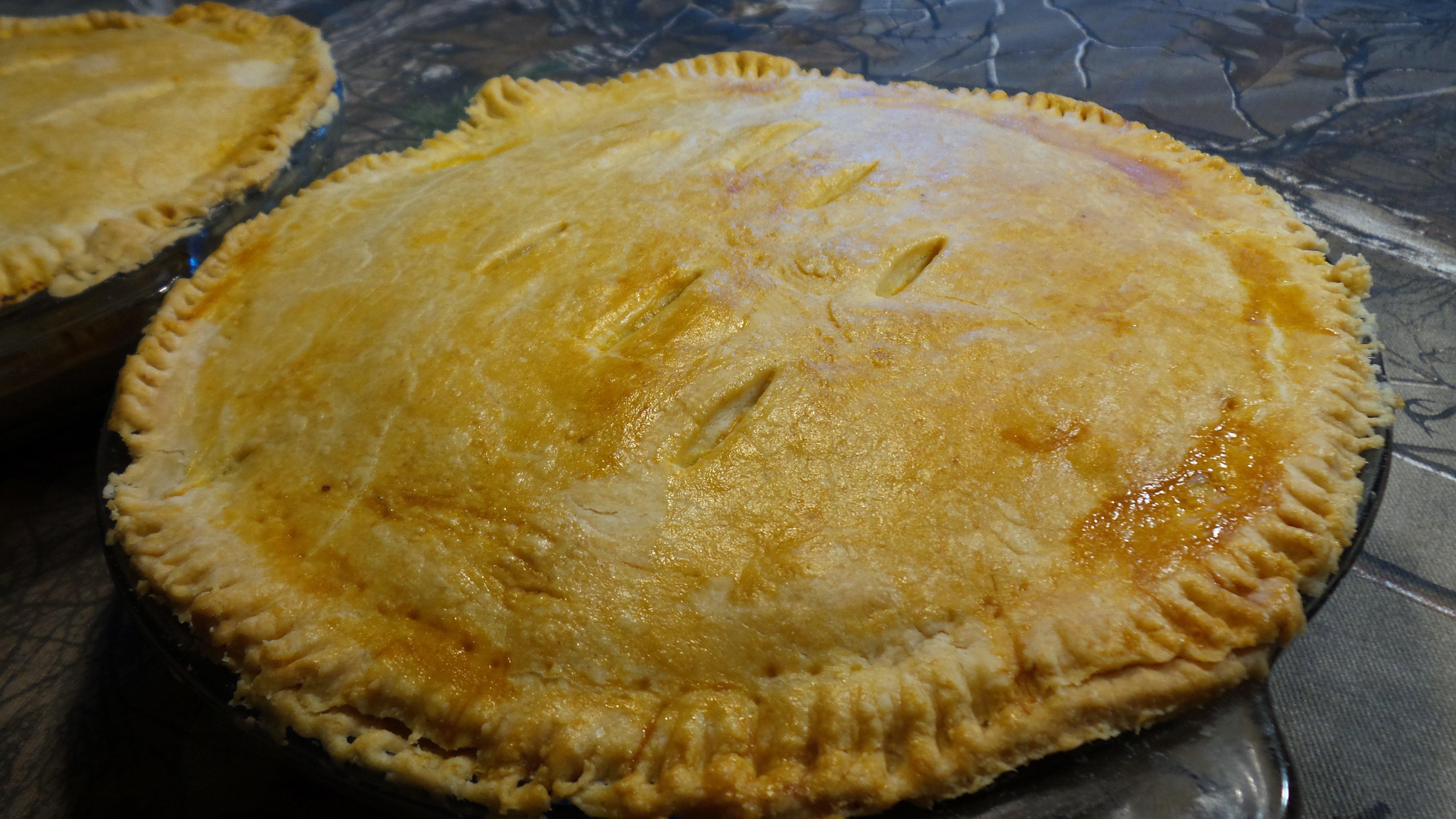 Bake the pie until the crust is golden brown and flaky.