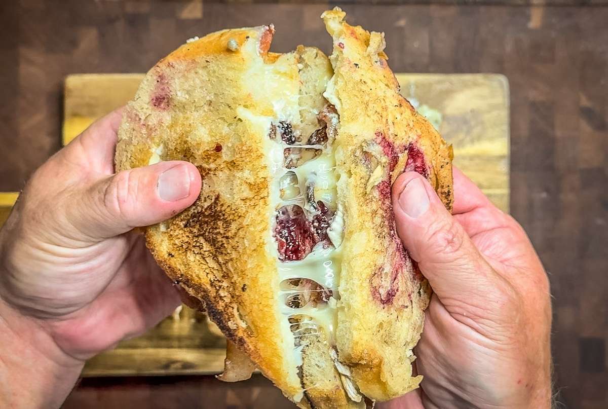 Blackberry Bacon Brie Grilled Cheese - Realtree Camo