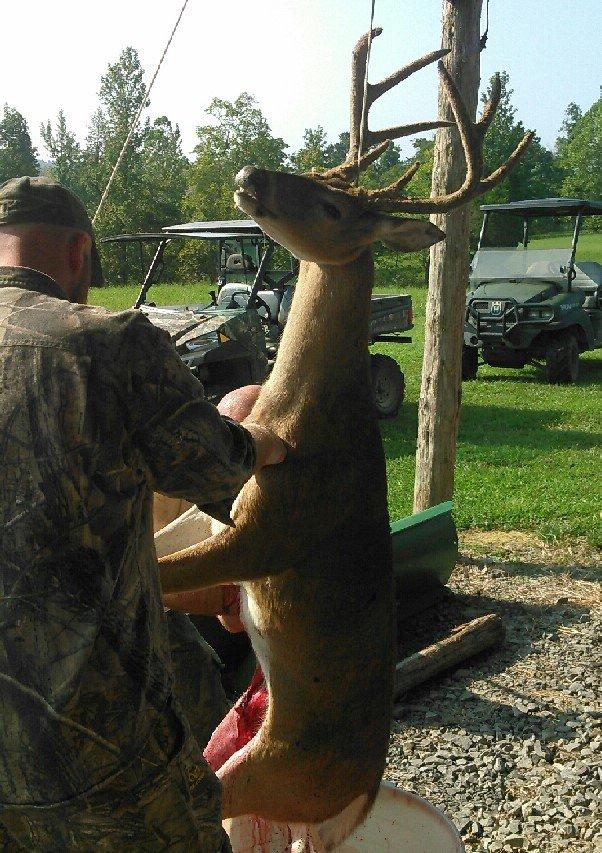 Blake Hoover kept the shot to cooler time short on his early season velvet buck.