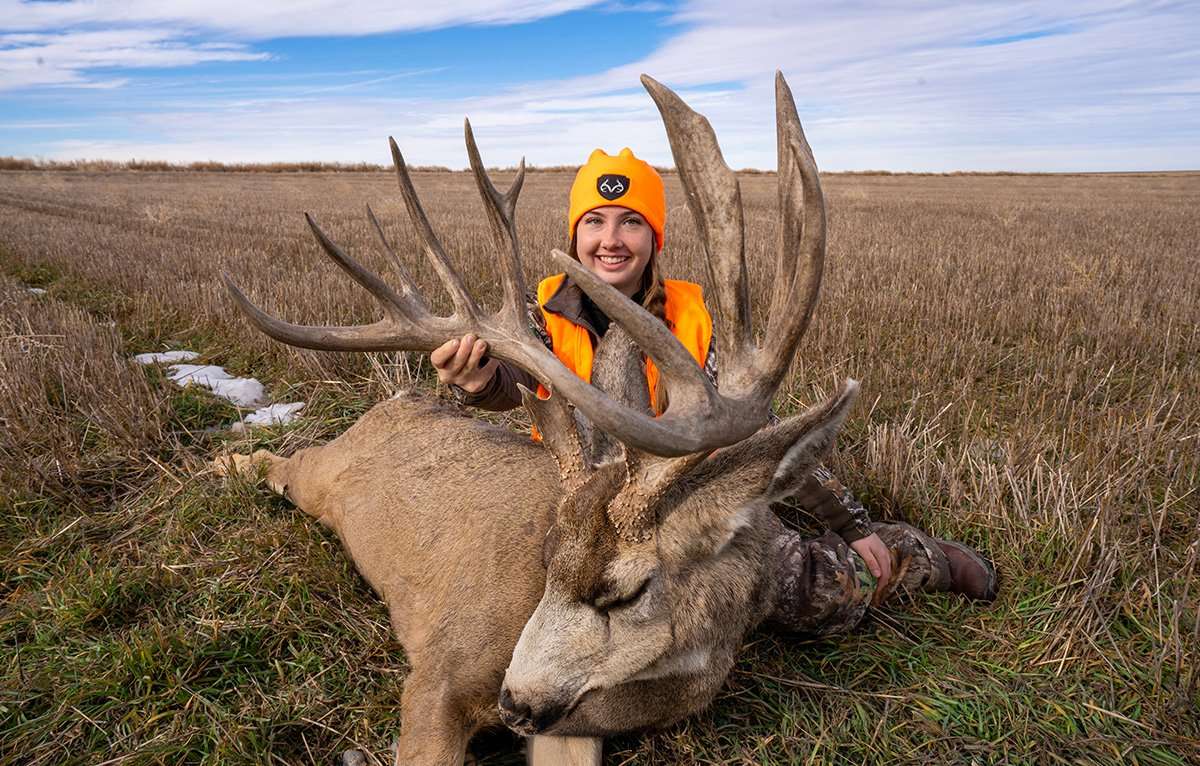 She tagged this buck with her CVA on December 3, 2019. (BuckVentures photo)