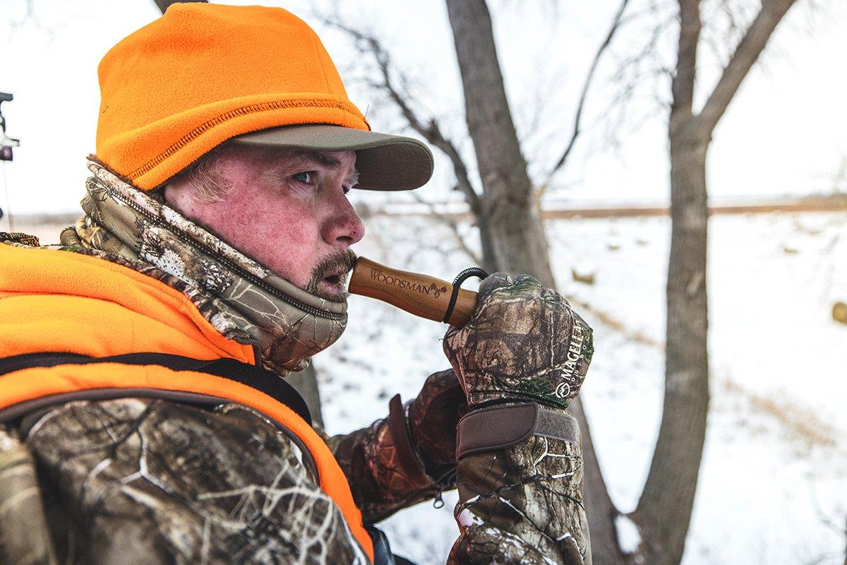 Jeff Danker runs a grunt tube in hopes of calling in a big, mature buck. Image by Buckventures