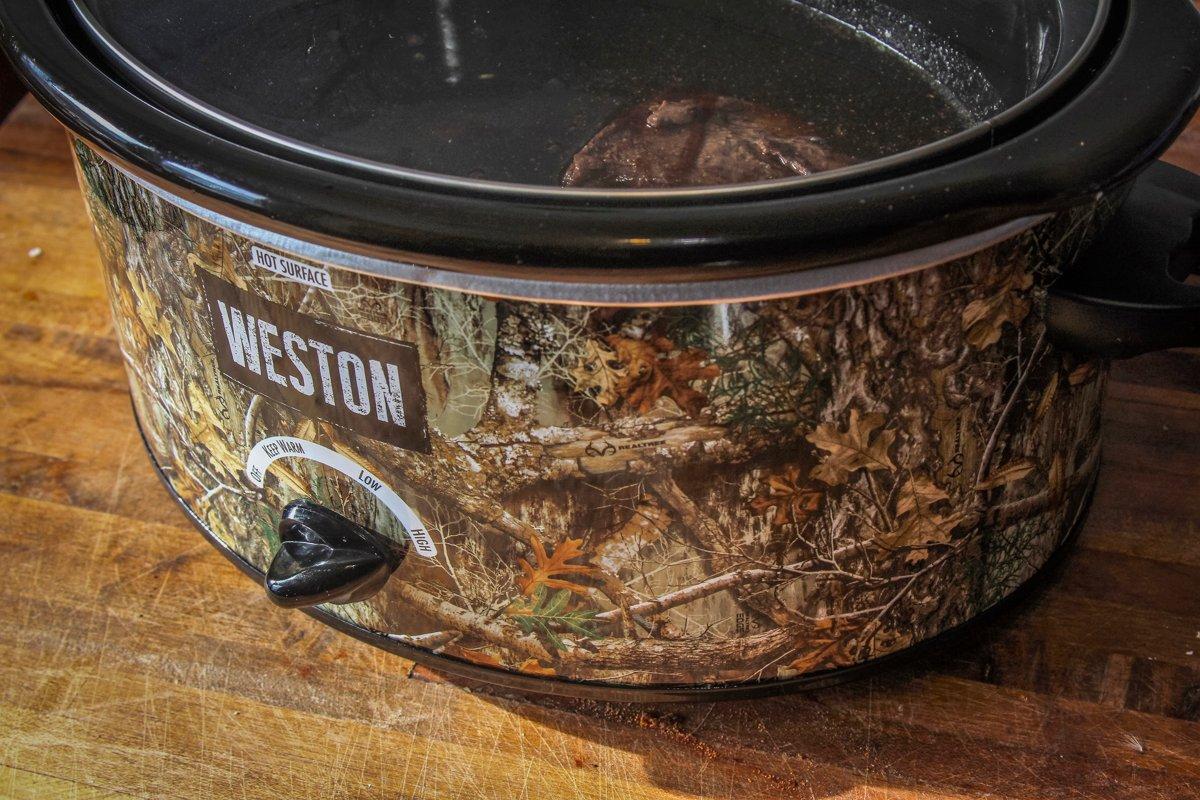 If your camp has electricity, use a Weston Realtree slow cooker to start a meal before heading out in the morning and it will be ready when you get back. 