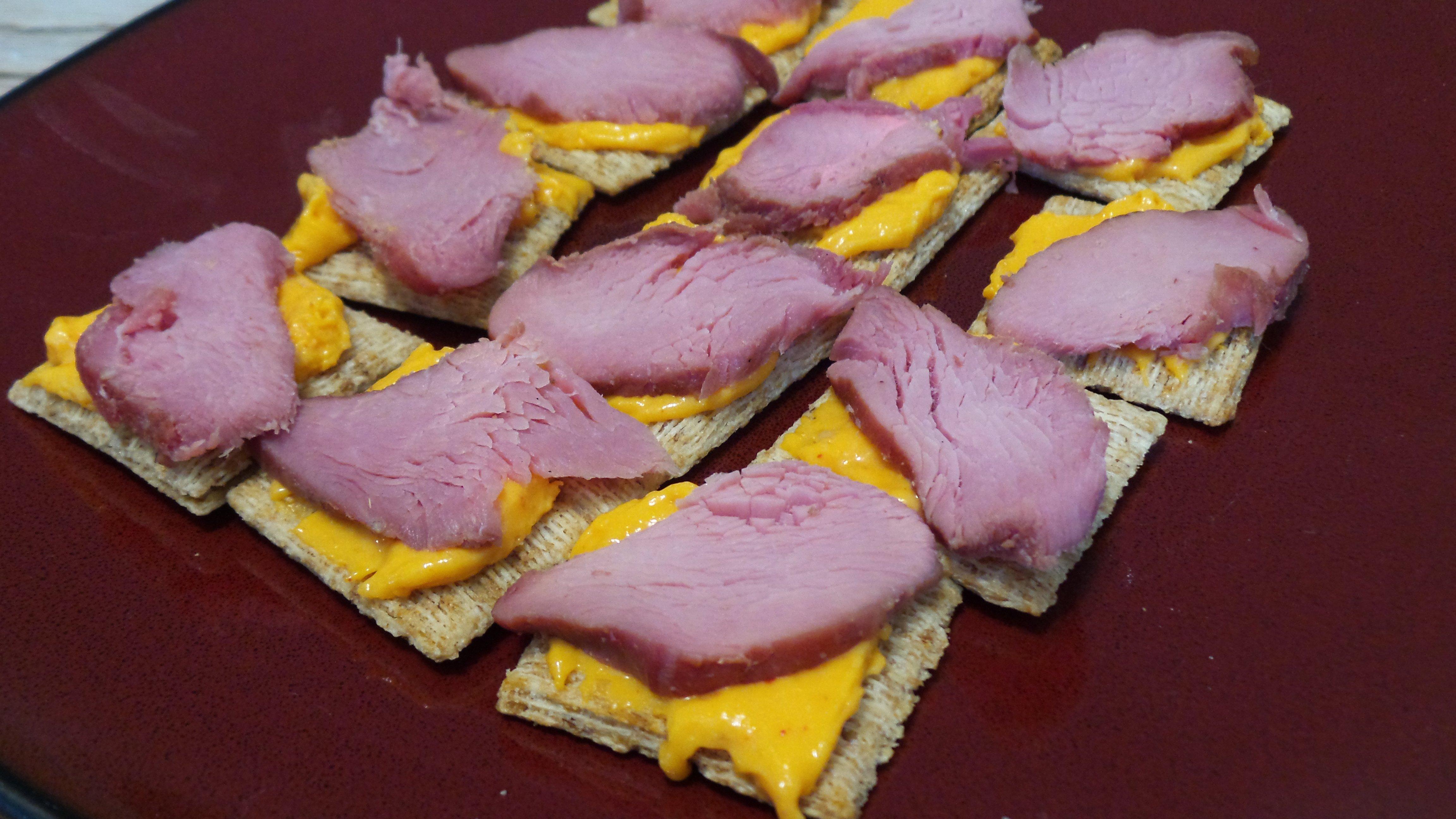 Try the Canadian bacon on crackers with your favorite spicy beer cheese.