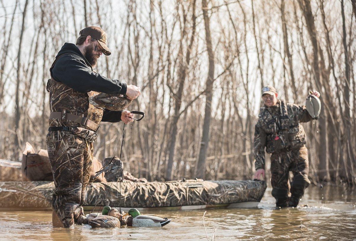 Many flooded-timber hunters place decoys at one end of a hole, simulating ducks that have landed and are swimming away. Photo © Craig Watson