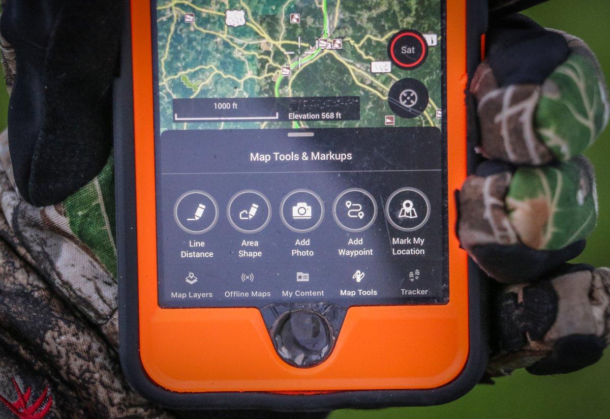 The onX app is loaded with applicable hunting features. (Josh Honeycutt photo)