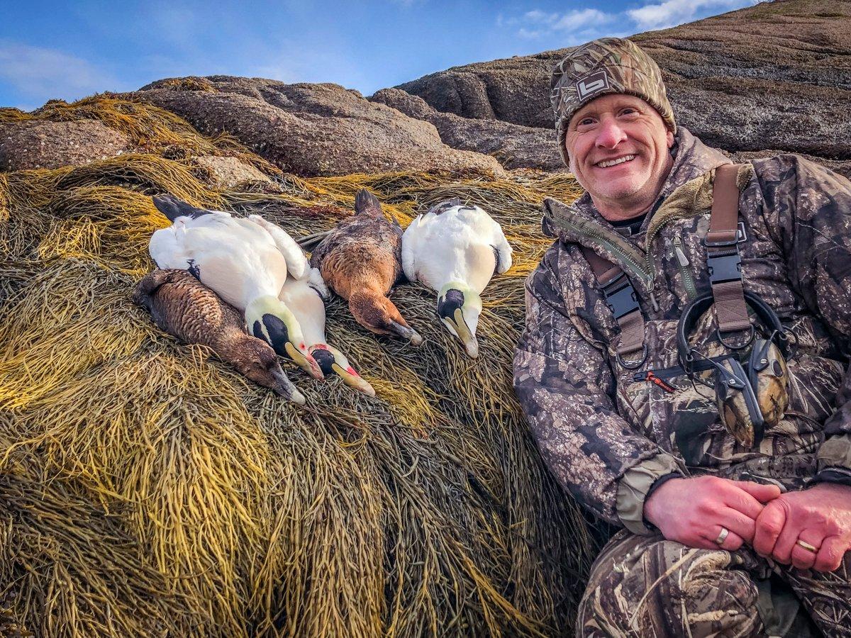 The author's group took some dandy drake common eiders durinig the hunt's first day. Photo © Brian Lovett