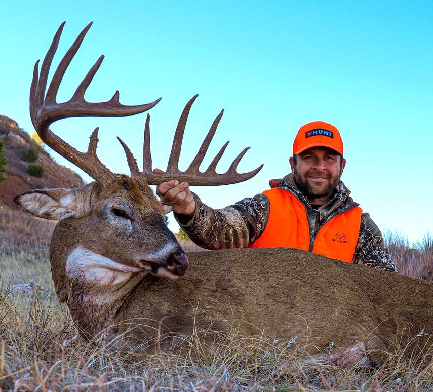 Barthel's muzzleloader buck scored a whopping 174 inches. Image courtesy of Cole Barthel