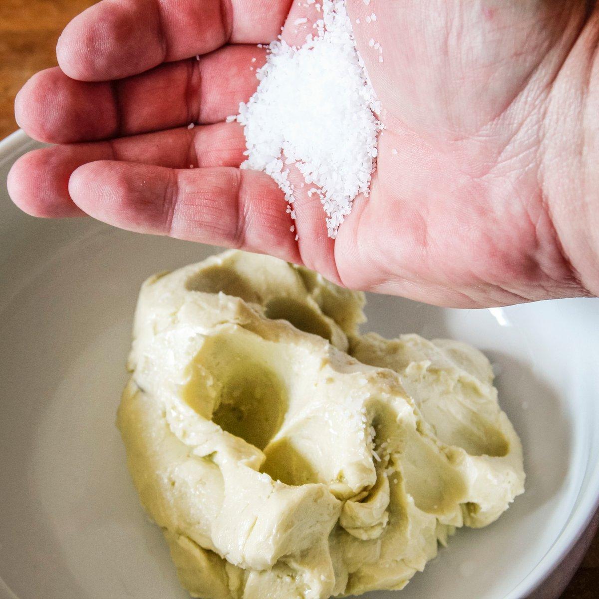 Add salt, a pinch at a time, until your butter tastes the way you want it.