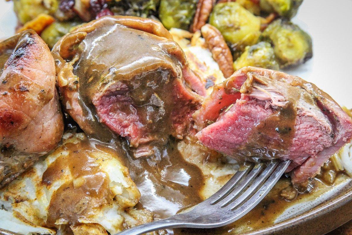 Searing for 2 to 3 minutes per side gives you a nice rare finish.