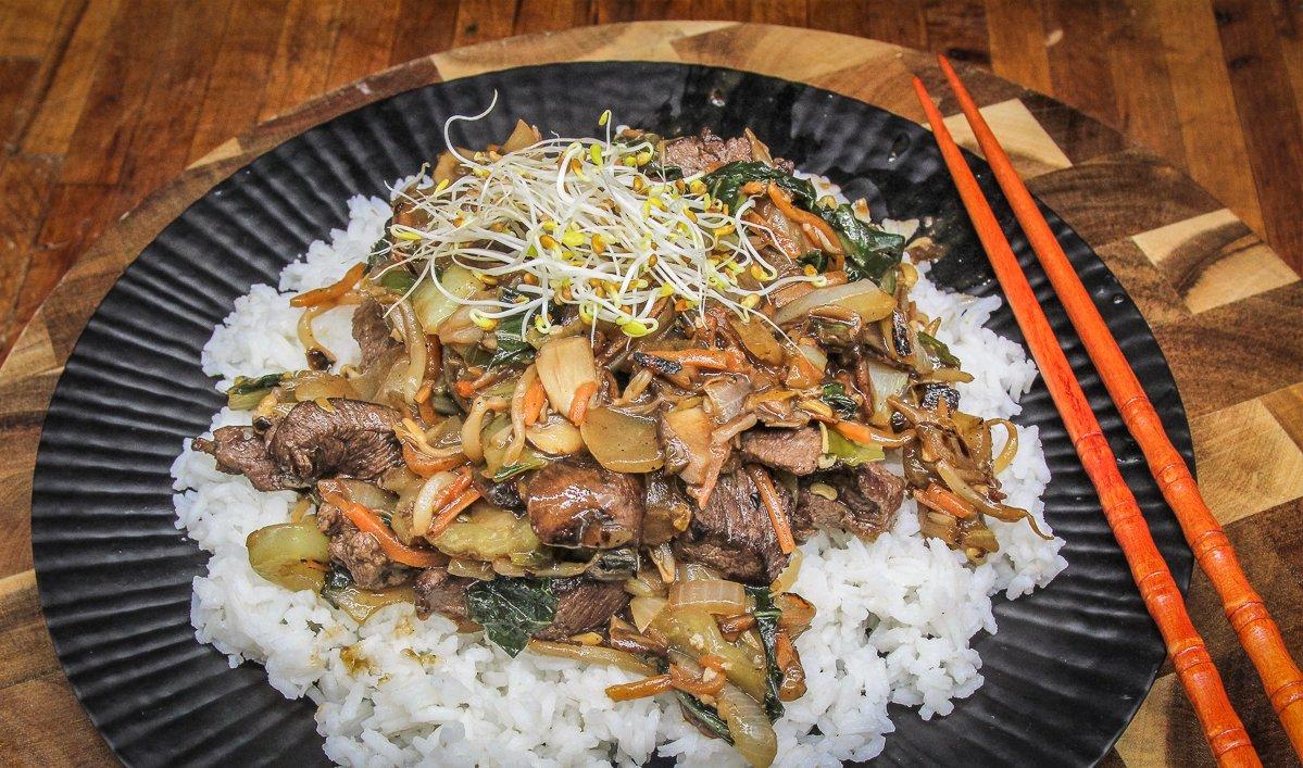 Serve the chop suey over rice. 