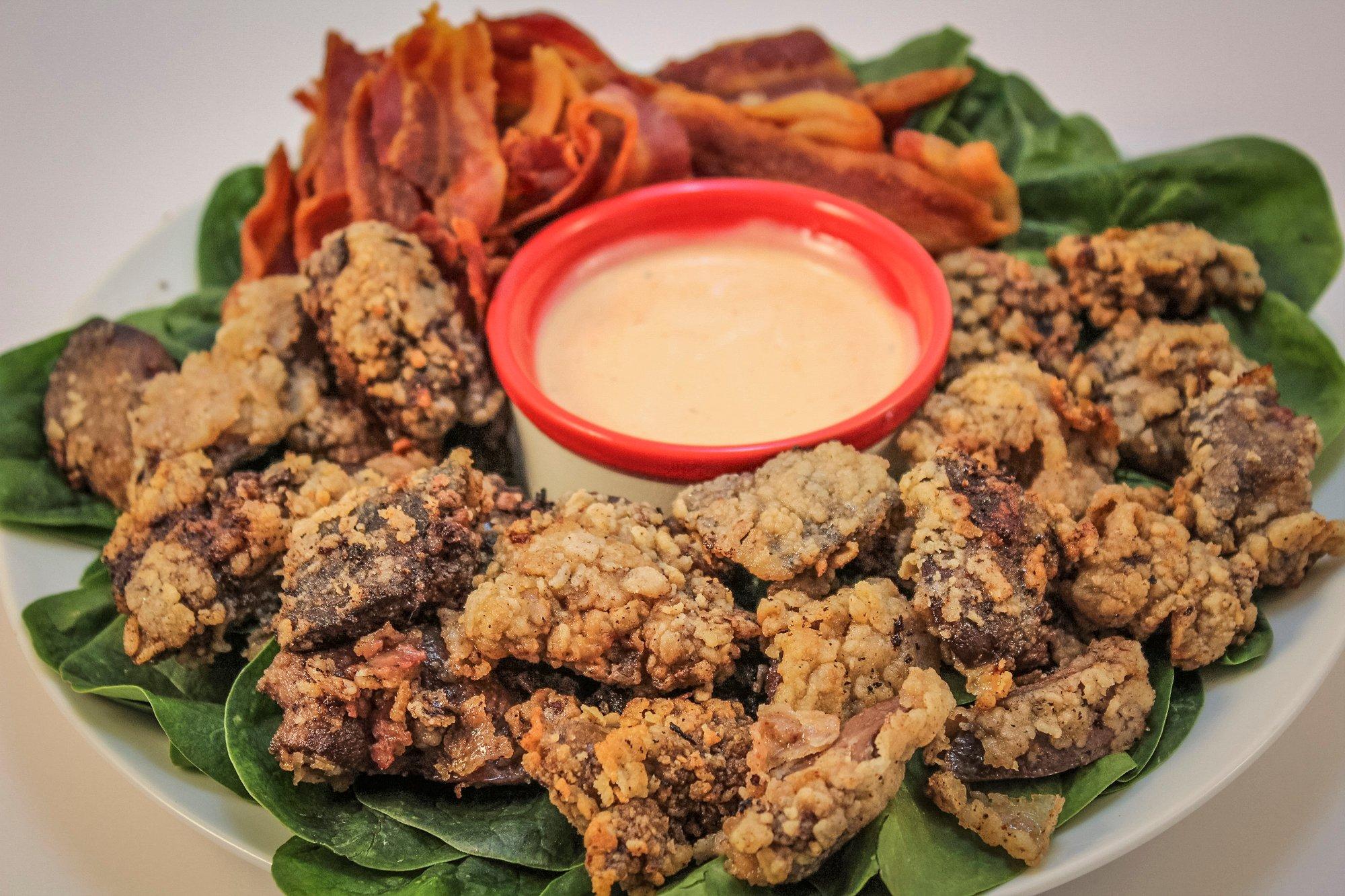 Bacon-Fried Wild Turkey Livers (and Hearts and Gizzards)