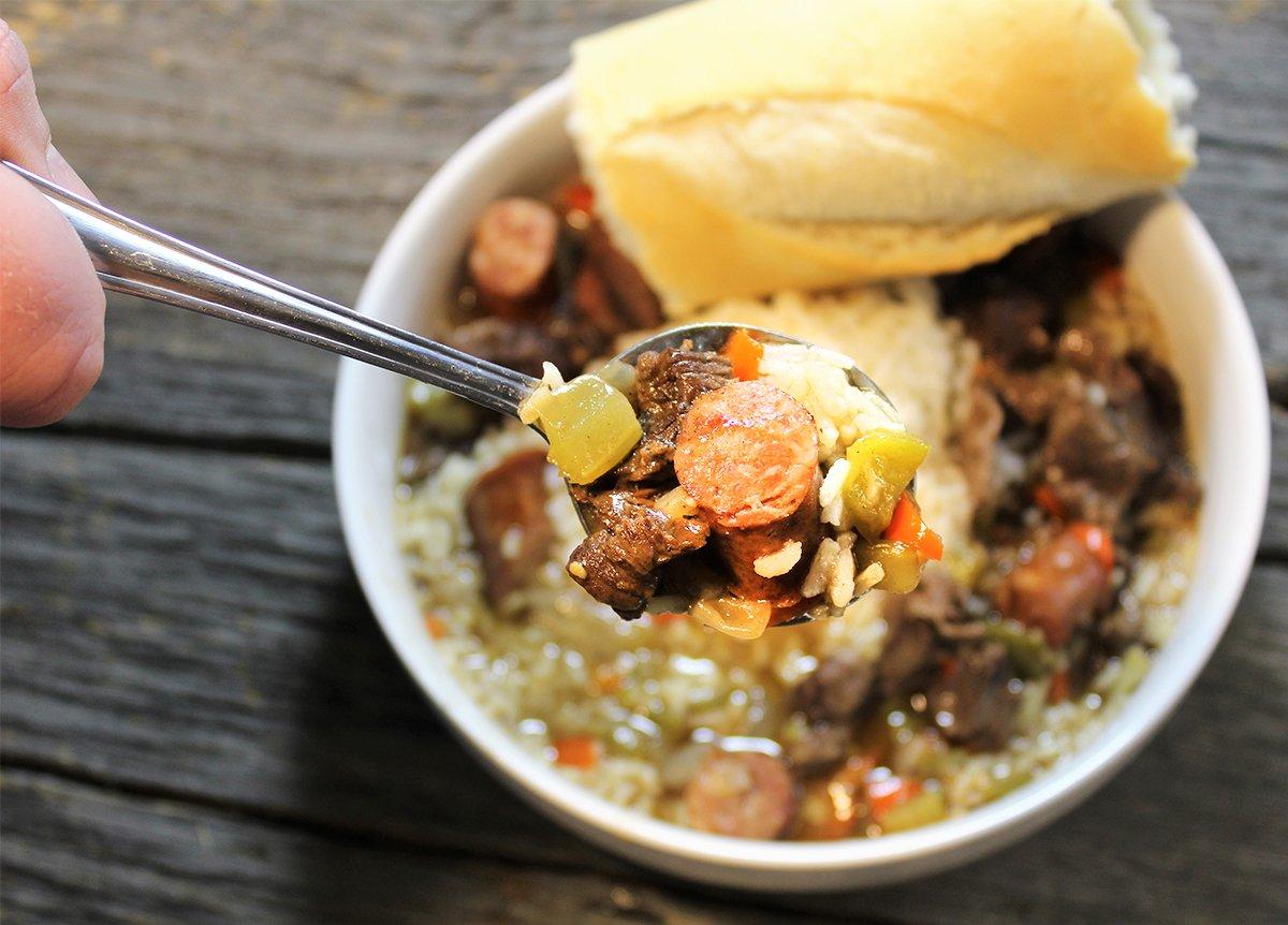 Serve up your beaver gumbo with white rice and a hunk of crusty French bread for a filling meal.