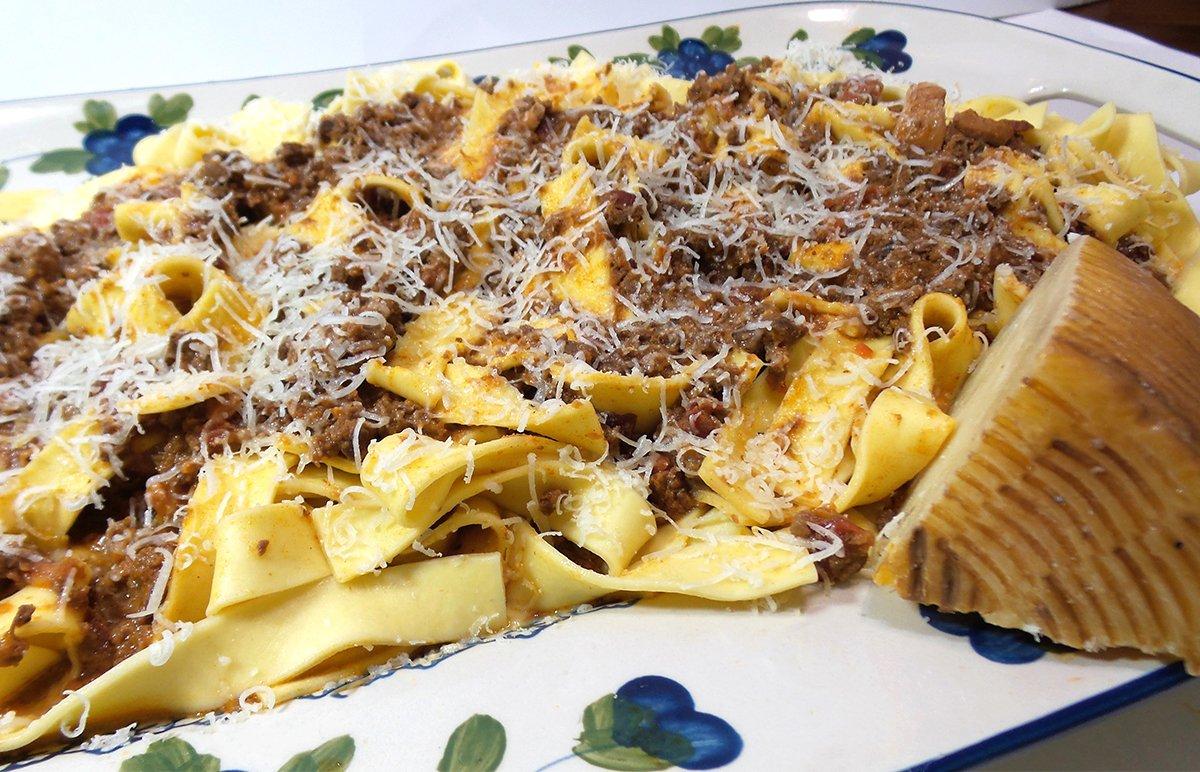 Serve the Bolognese sauce over pasta and top with your favorite freshly shredded cheese.