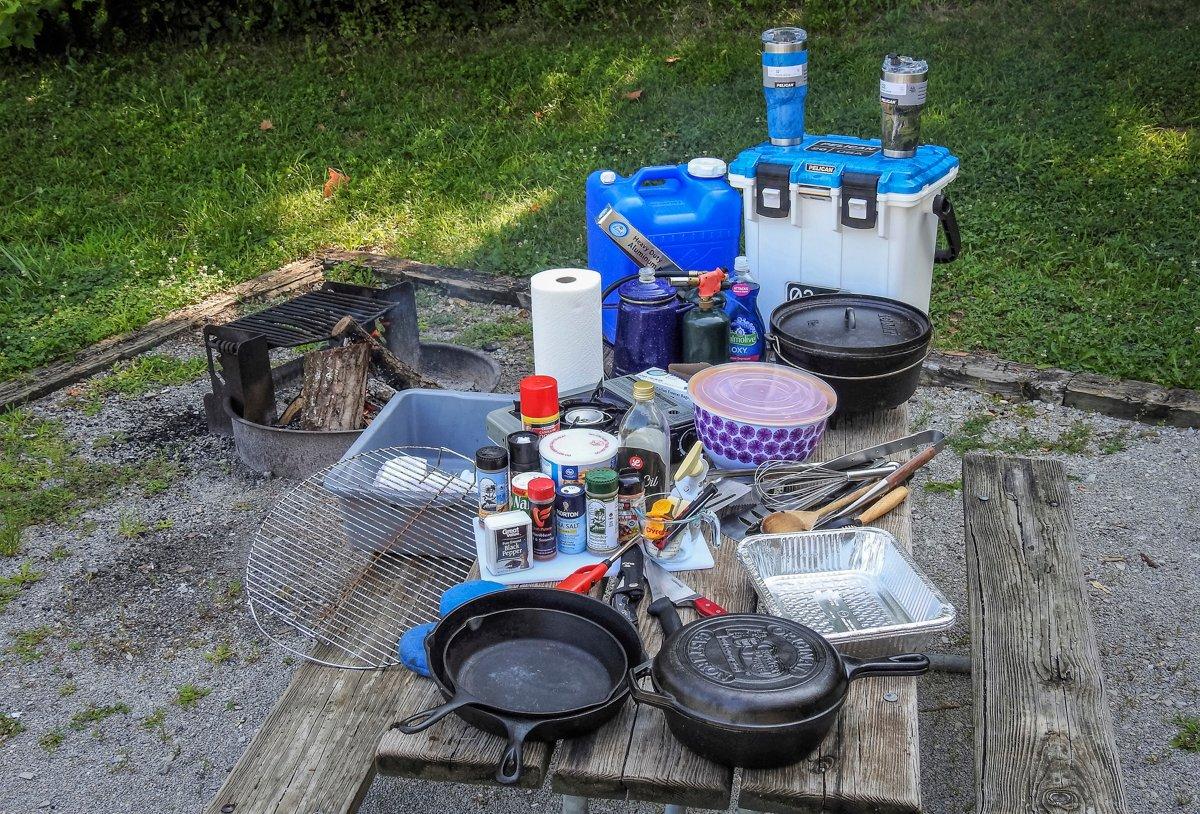 Most of our camp kit fits into a couple of large Rubbermaid totes.