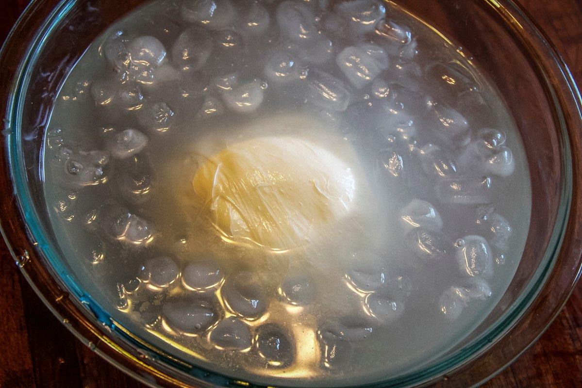 Chill the finished cheese in an ice water bath.