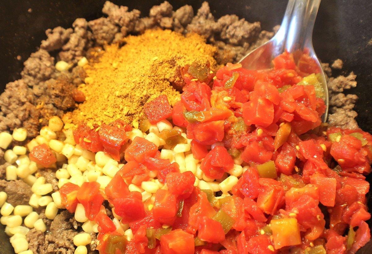 Brown the venison and add the Mexican style seasonings.
