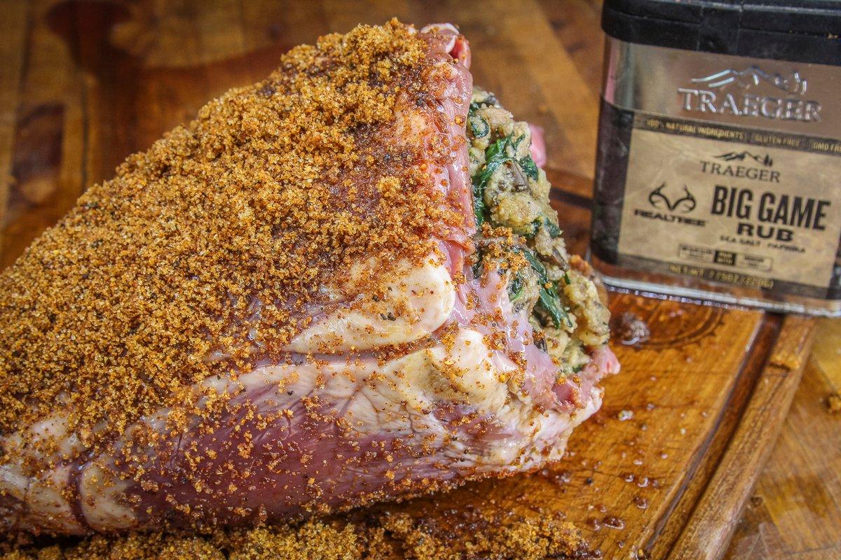 Brush the heart with the marinade, then coat well with Traeger Big Game seasoning.