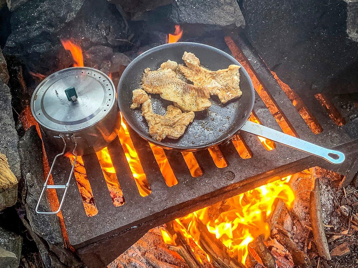 Pack a full sized skillet to make cooking for a crowd easier.