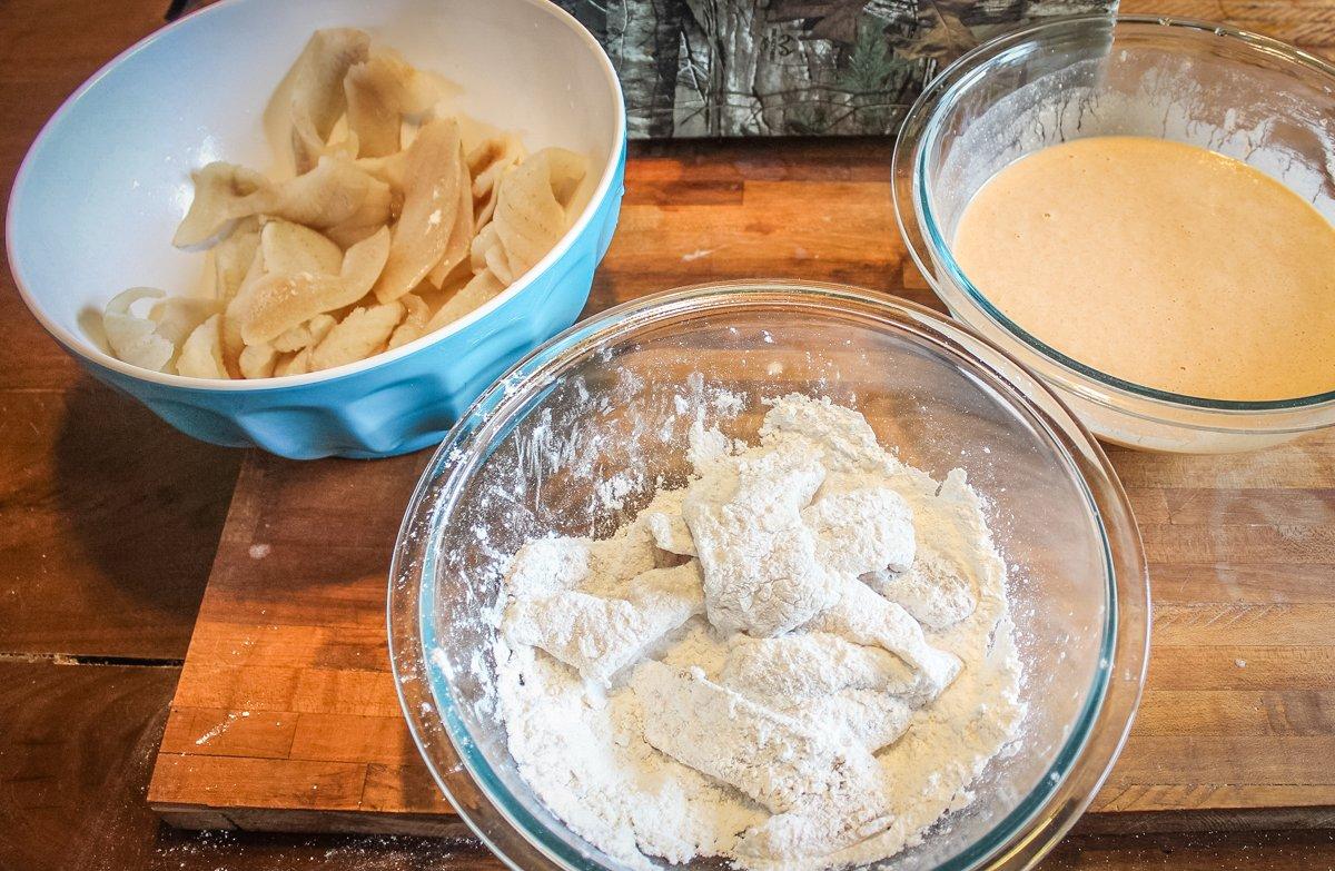 Dredge the fillets in flour first.