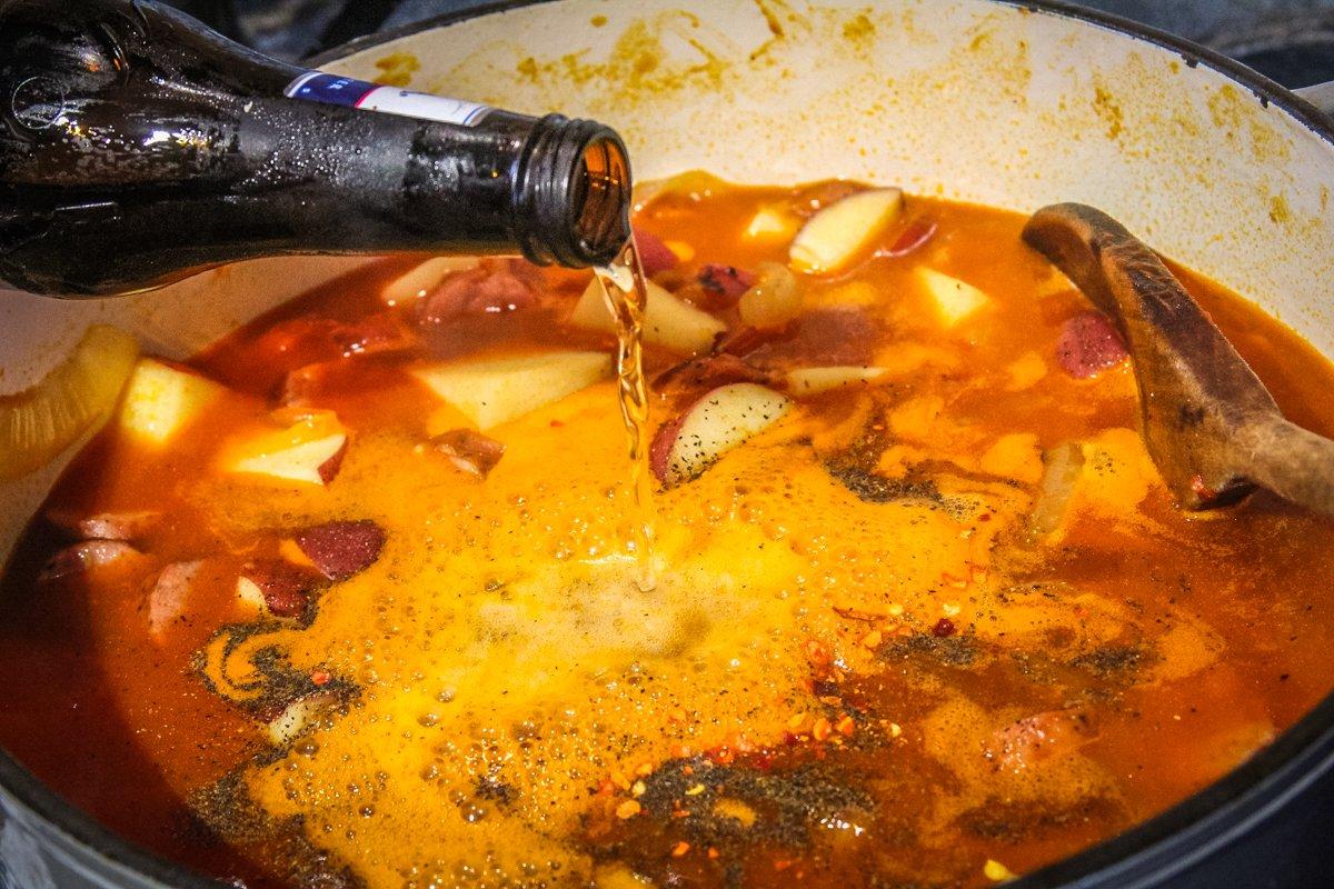 Pour a beer into the pan before adding the fish.