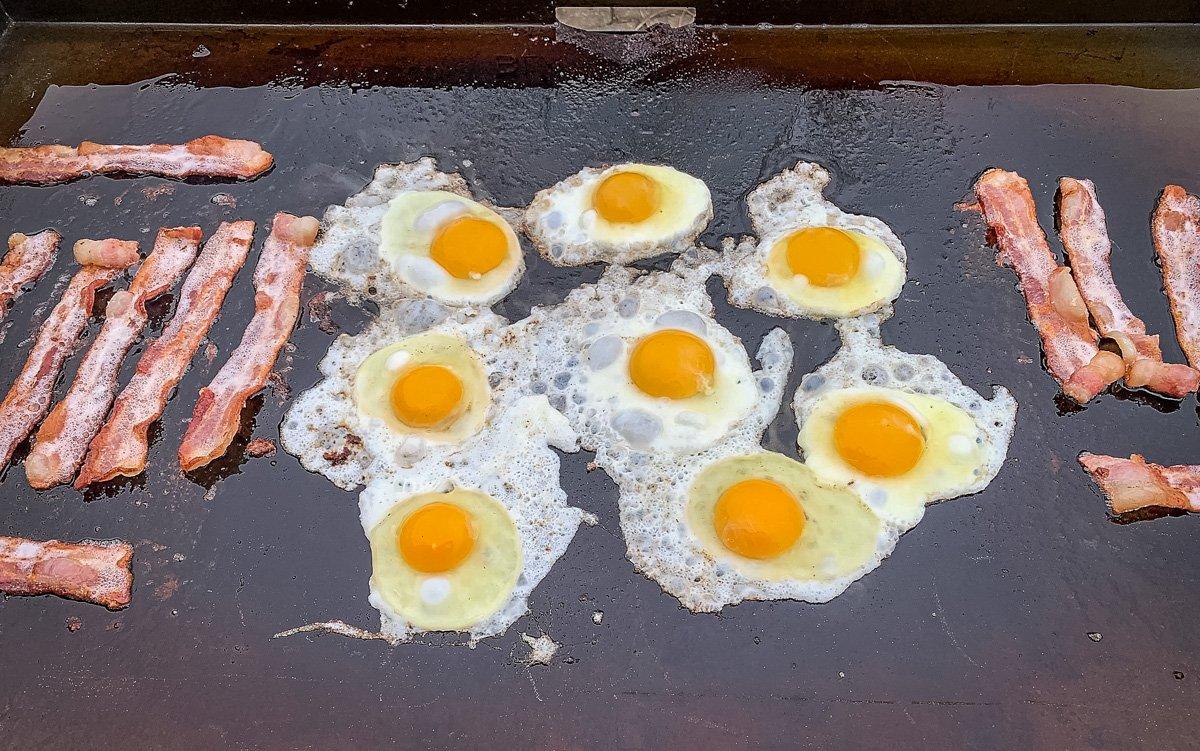 A well-seasoned griddle will cook just about any food without sticking.