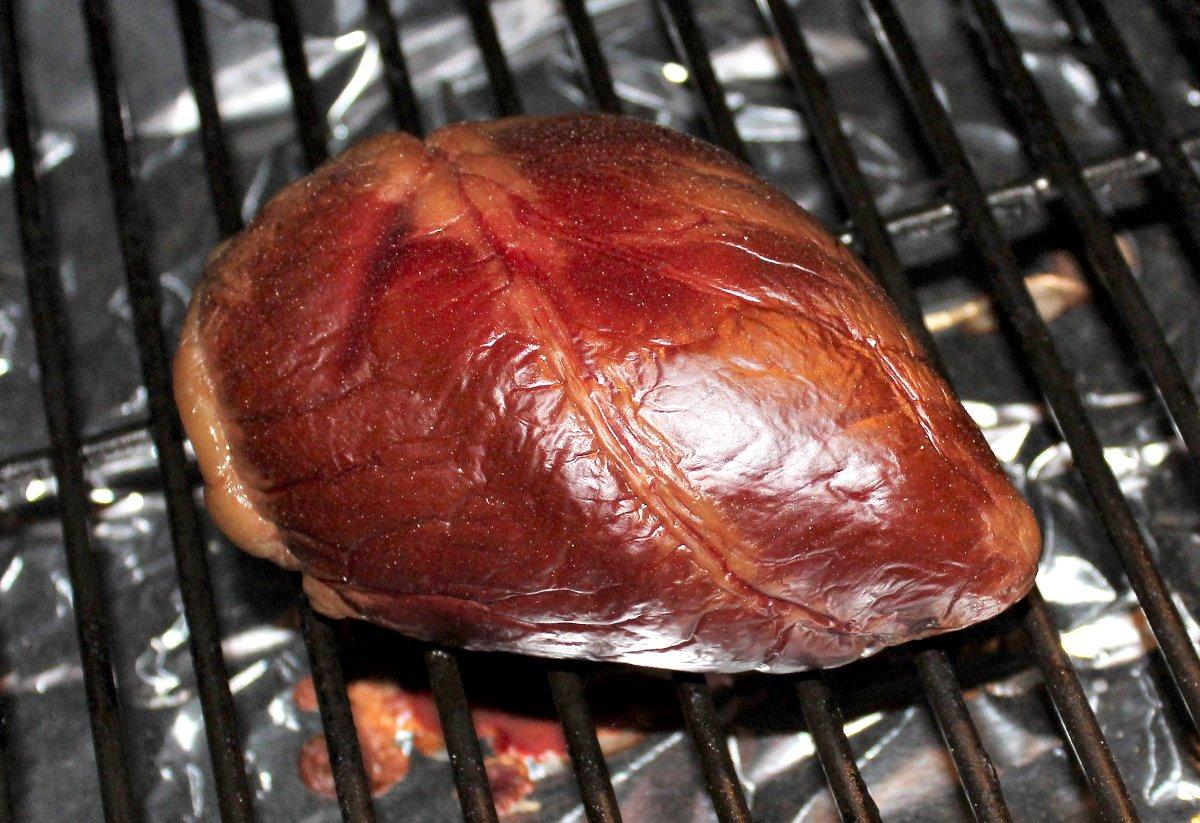 Smoke the hearts for three to four hours on the Traeger at 250 degrees.