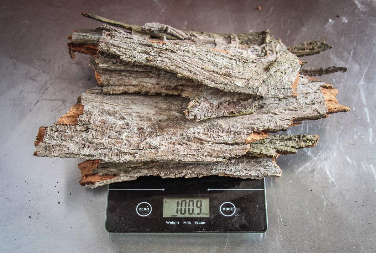 You only need 1 pound of bark per batch of syrup.