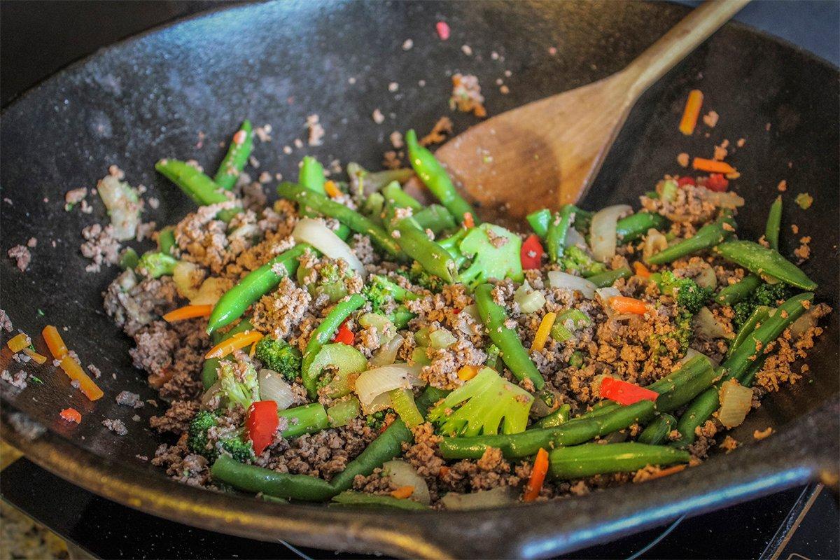 A hot wok allows you to cook the entire meal quickly.