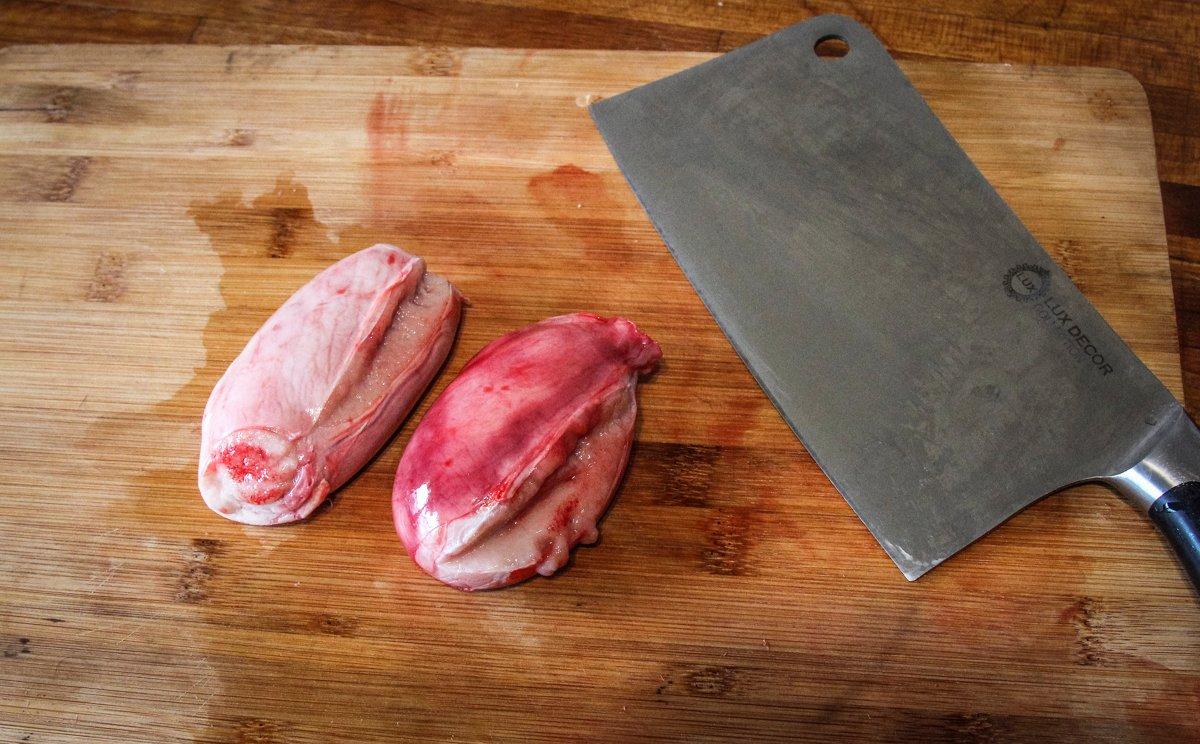 To clean, remove the outer membrane and make a shallow cut down one side before cooking.