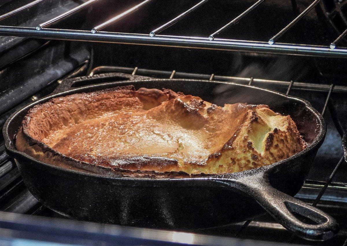 The Dutch Babies will rise as they bake.