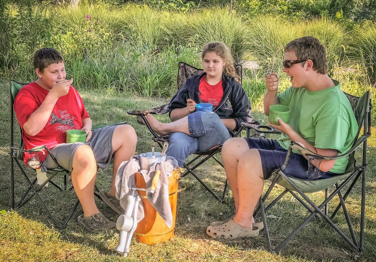 We like to enjoy our pawpaw ice cream straight from the ice cream maker.