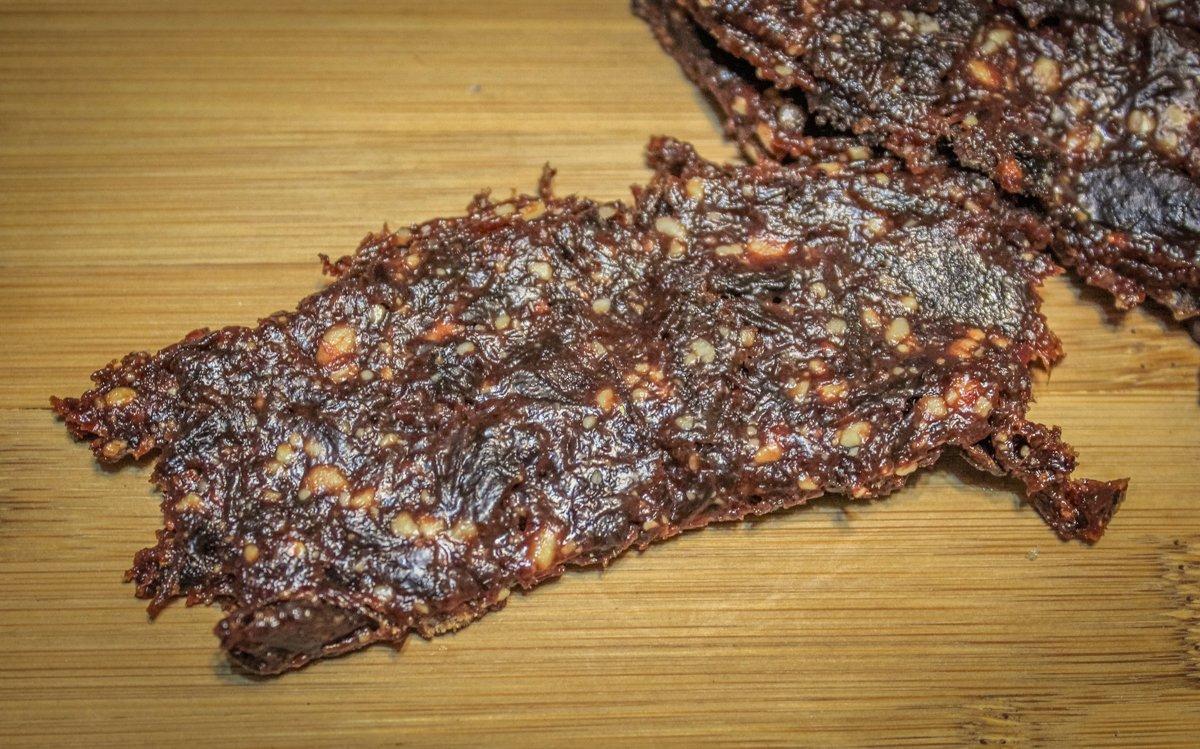 Cut the pemmican into strips to make it easy to eat while hunting.