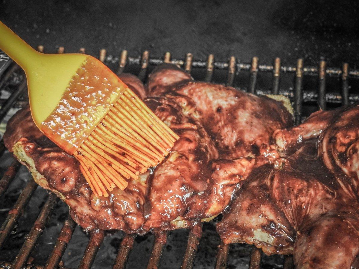 Brush the sauce over the pheasant as it grills to keep the meat moist.