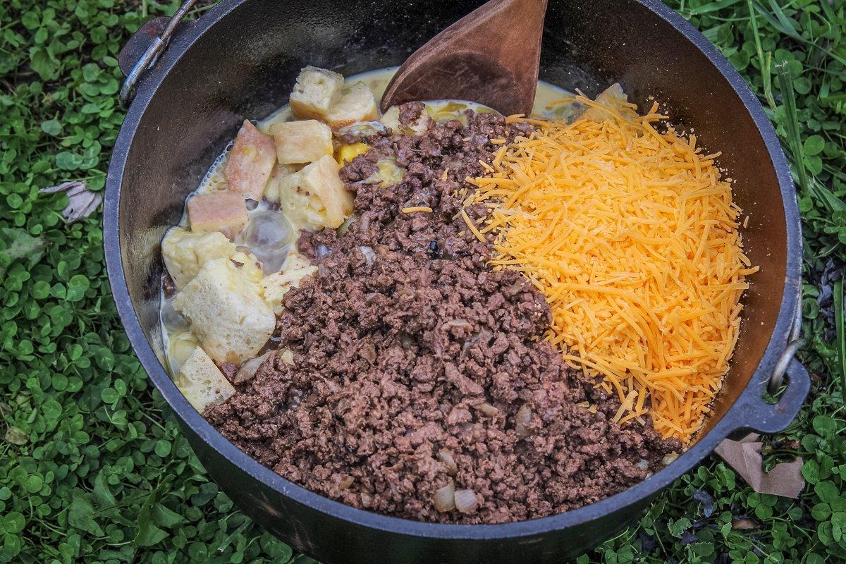 Pour the ingredients into a greased Dutch oven and mix well.