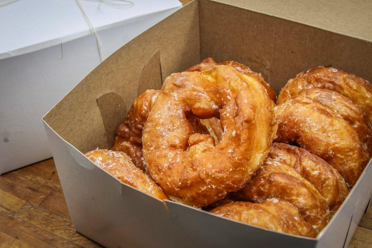 Use doughnuts from your favorite bakery, like these from Spalding's Bakery in Lexington, Kentucky.