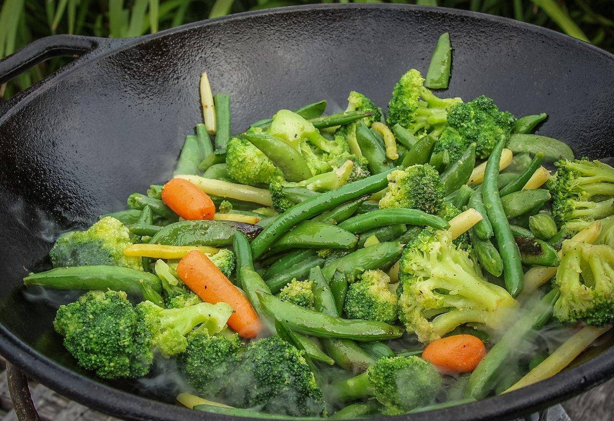 Stir fry your favorite vegetable blend to go with the rabbit.