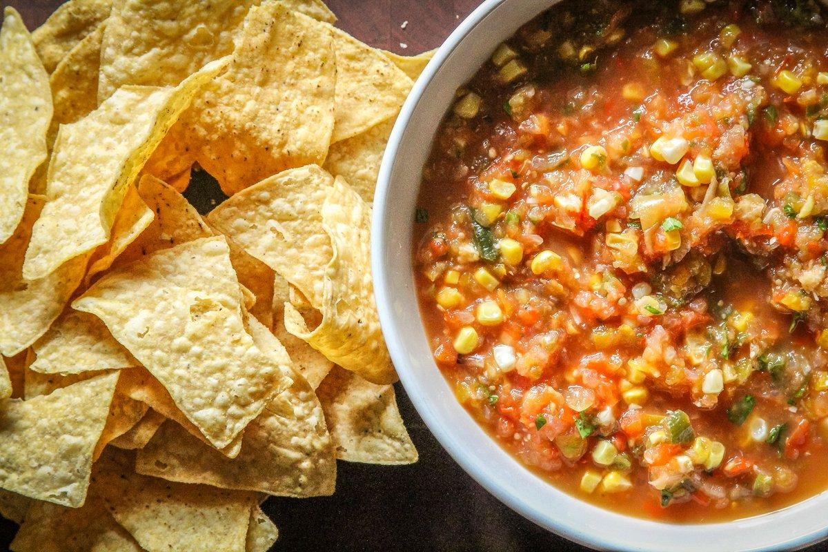 The salsa works well as a dip or spooned over breakfast eggs.