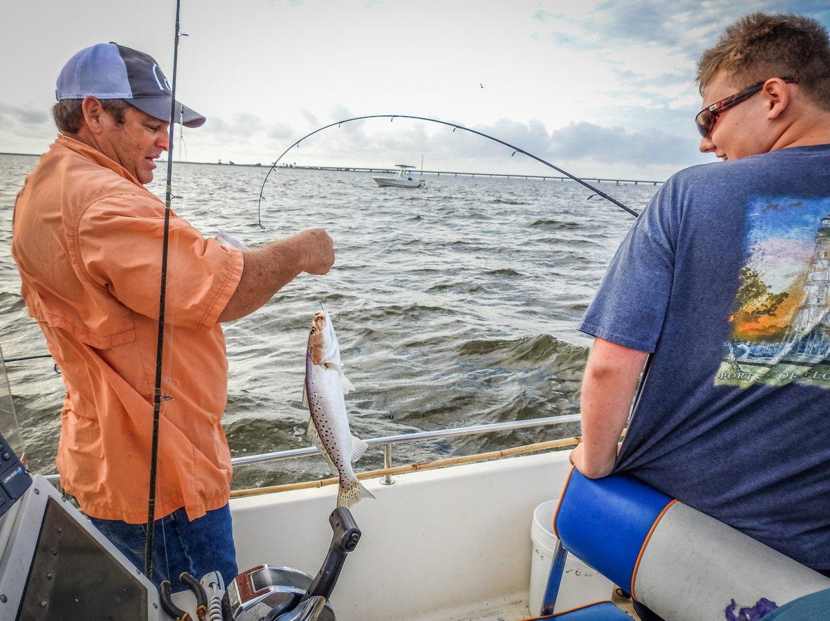 The speckled trout are running in Apalachicola this time of year.