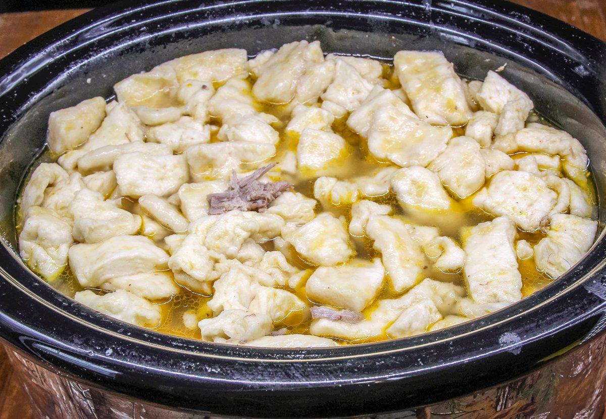 Add the dumplings to the hot broth and stir gently.