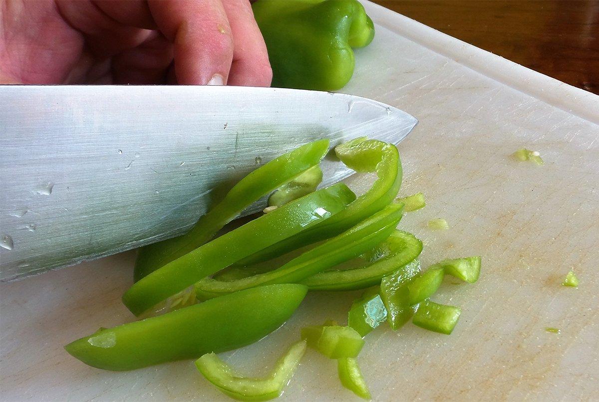 If you like your vegetables to be more pronounced in the finished dish, just do a rough chop. A fine dice makes the finished dish smoother.