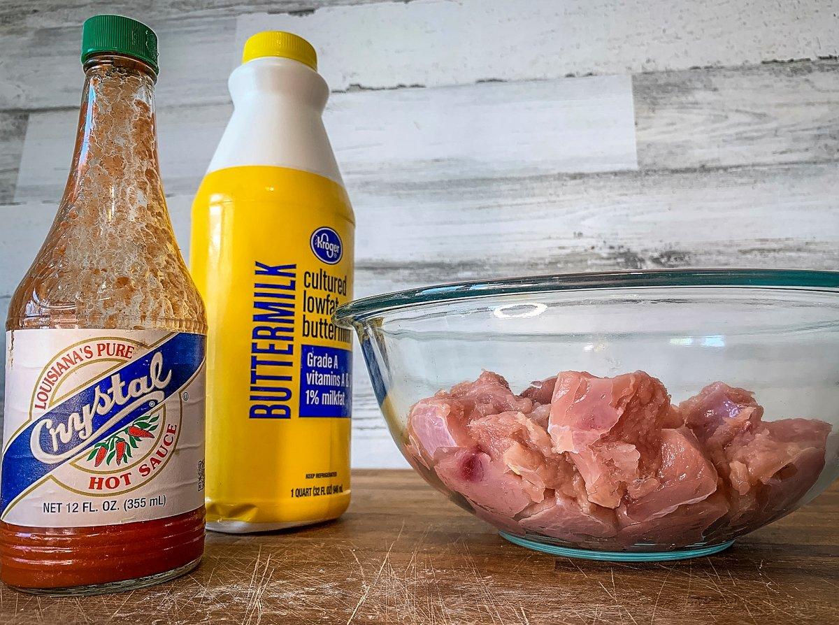 Marinate the turkey overnight in a mixture of buttermilk and hot sauce.