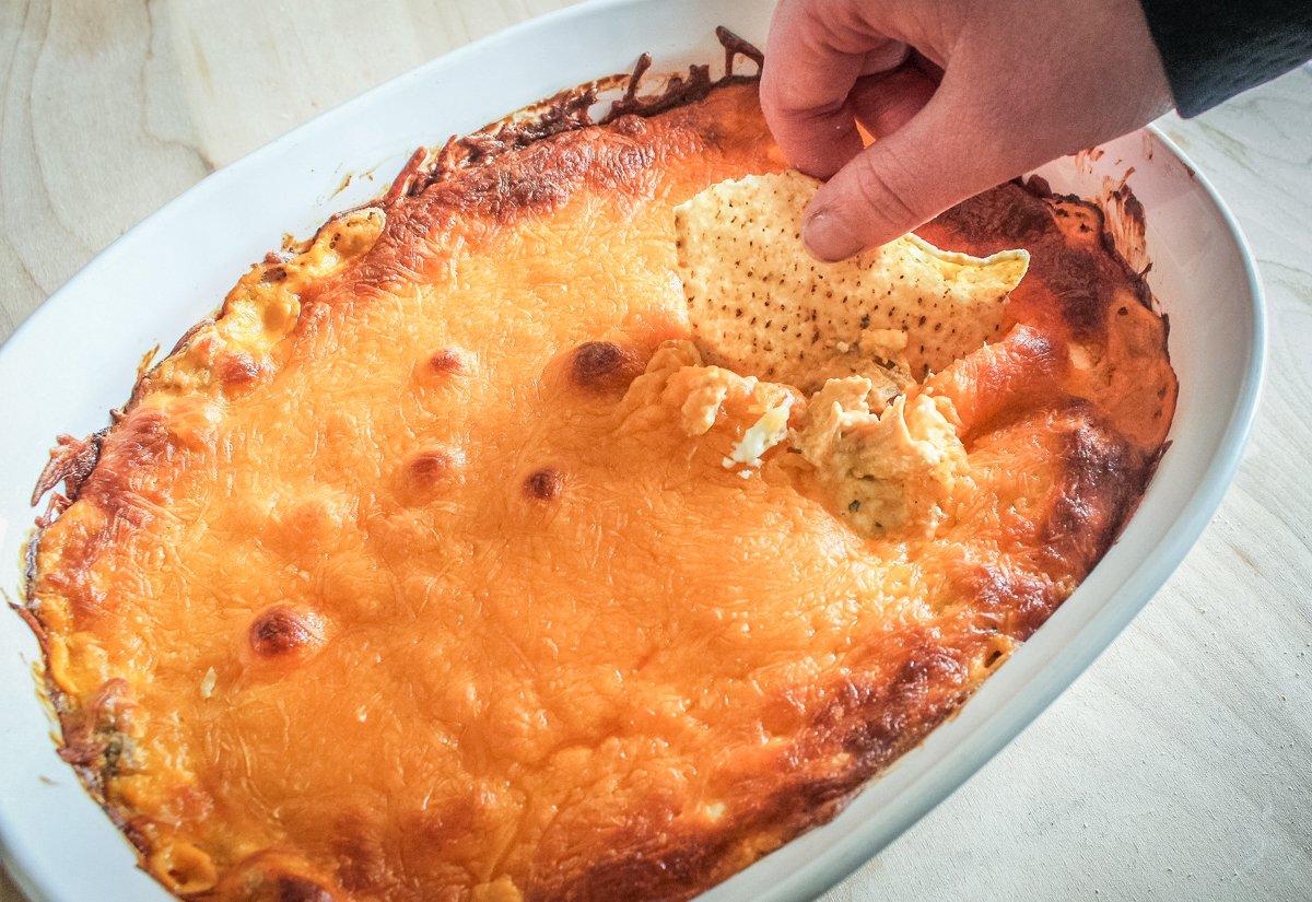 Serve the dip with tortilla chips.