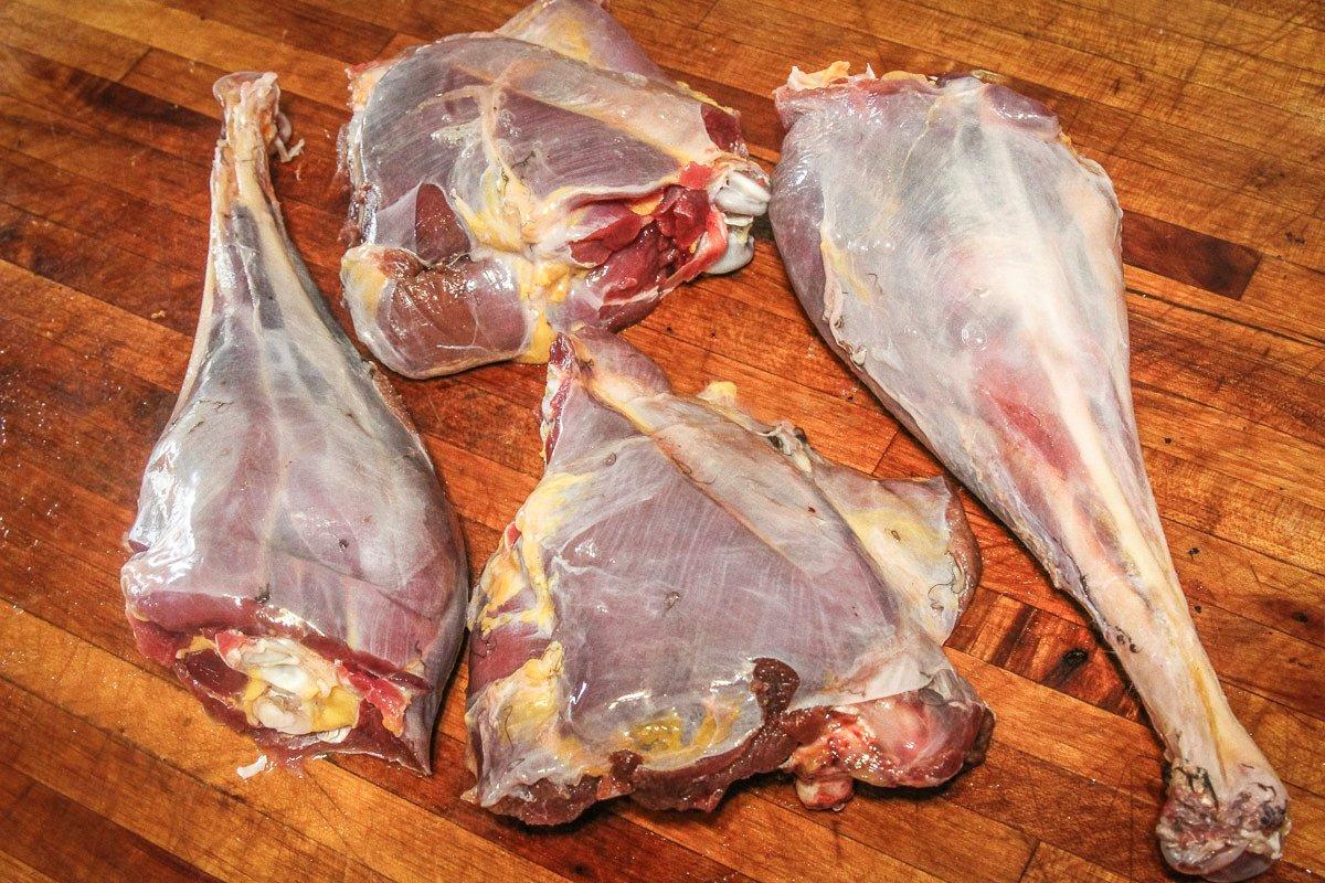 You can cook the legs and thighs together or break them down.