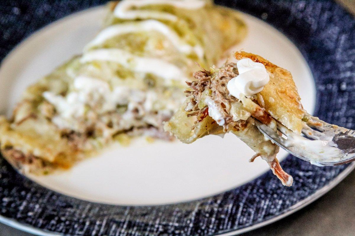 Wild Turkey Leg Green Chile Enchiladas